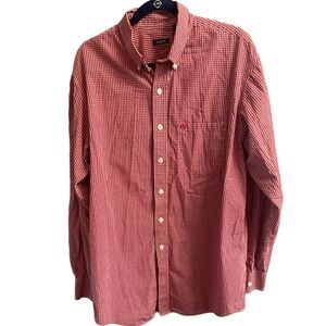 Size LT, Red, White & Black Check Button Down Shirt, 100%cotton